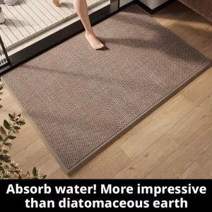 Stain-Resistant Linen-Texture Bathroom Mat Medium Thickness Non-Slip Quick-Dry