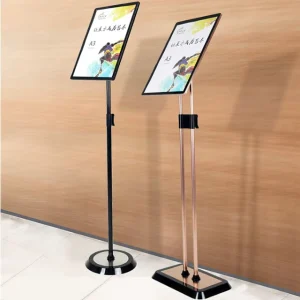 Stainless Steel A2 A3 A4 Poster Stand Adjustable Double Pole Rotating Poster Display Rack