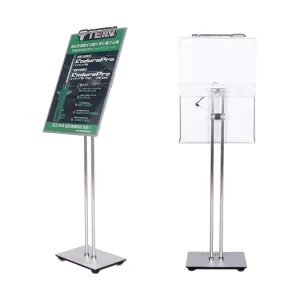 Stainless Steel A2 A3 A4 Poster Stand Adjustable Double Pole Rotating Poster Display Rack
