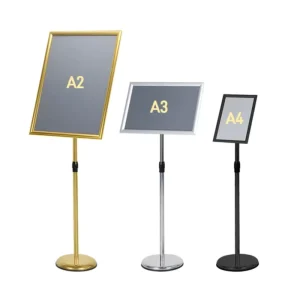 Stainless Steel Floor Standing Adjustable Poster Display A4 A3 A2 with Rotating Bracket