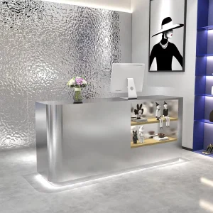 Stainless Steel Reception Desk and Simple Bar Counter for Clothing Store