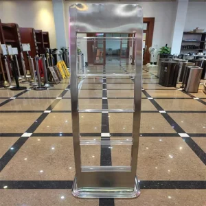 Stainless Steel Silver Brochure and Magazine Display Rack for Libraries and Restaurants