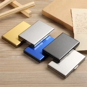 Stainless Steel Slim RFID-Blocking Business Card Holder with 6 Card Slots, 5-Color Mix