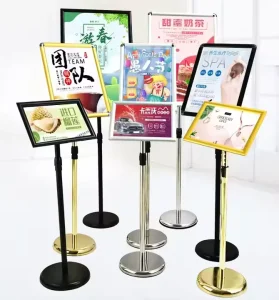 Stainless Steel Telescopic Sign Stand A2 A3 A4 Size Compatible for Outdoor Use OEM Service and Hotel Directional Sign