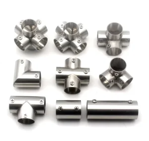 Stainless Steel Tube Fittings Adjustable Pipe Connectors Flanges and Elbows for Wardrobe Clothing Rack Display