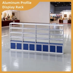 Standardized Components Aluminum Extrusion Trade Show Display Rack Stable Multi Layer Shelving with Replaceable Parts