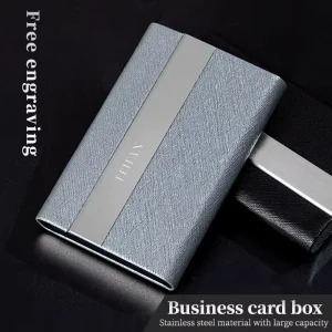 Steel Business Business Cards Holder Free Laser Engraving Logo Custom Business Name Card Case with Magnet