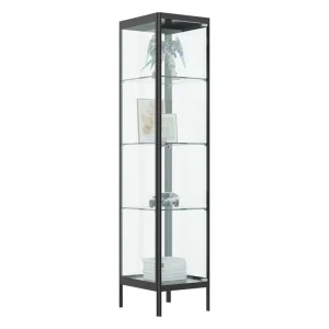 Steel-Framed Upright Glass Display Cabinet for Home, Living Room, Bar, Hotel, or School