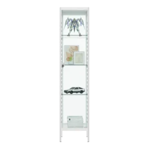 Steel Framed Upright Glass Display Storage Cabinet Metal Glass Storage Case for Home Living Room Furniture with Feet