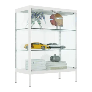 Steel LED Display Showcase Cabinet with Tempered Glass and Living Room Storage