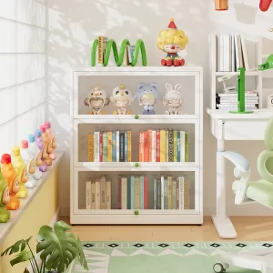 Steel Large Capacity Glass Display Cabinet Living Room White Transparent Display Cabinet Luxury Storage Cabinet