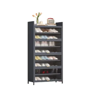 Steel Shoe Storage Cabinet with Acrylic Door Metal Shoe Rack with Adjustable Shelf Modern Shoe Rack Organizer for Home Entrance