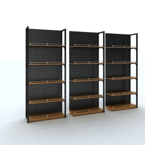 Steel-Wood Shelving, Single- or Double-Sided, for Retail Stores and Supermarkets