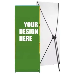 Steel X Banner Stand, Adjustable Retractable, Tool-Free Assembly for Trade Shows and Advertising