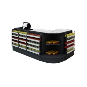 Steel and Wood Cash Desk Checkout Counter for Retail and Convenience Stores