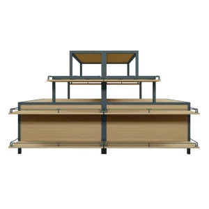 Steel and Wood Display Stand with Reinforced Frame for Retail Use