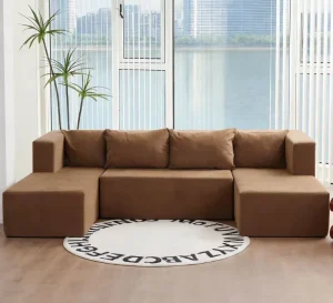 Stock Boneless Sectional Modular Custom Color Sponge Filled Modern Design Apartment Hotel Villa Use Compressed Sofa Set U Shape