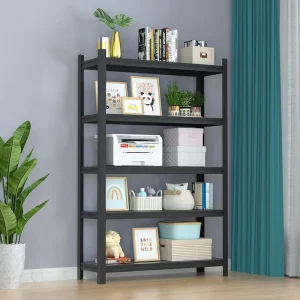 Storage Rack Warehouse Living Room Balcony Kitchen Household 5-Layer Shelf Black Detachable Steel Book Shelf W1200*D400*H1830mm