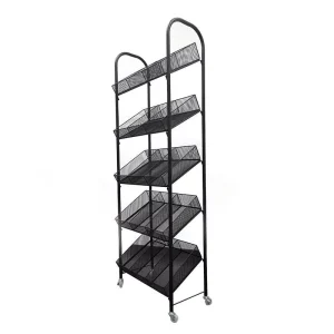 Store Display Rack Metal 5-Tier Solid Shelf Eco-Friendly Quick Installation Retail Display Racks Wheels Supermarket Commercial