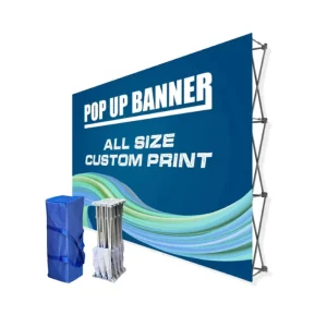 Straight Pop-Up Exhibition Display Booth with Custom Logo Printed Banner Backwall