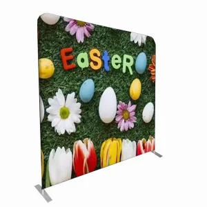 Straight Step-and-Repeat Easter Banner Wall, Stretch Fabric, Aluminum Alloy Frame, Custom Logo, Interviews