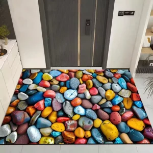 Super-Absorbent Anti-Slip Bathroom and Kitchen Carpet Set with Diatom Mud Mat and Rubber Door Mats