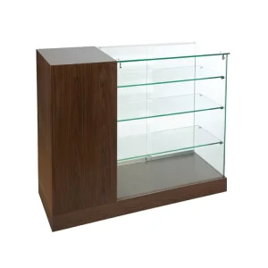 Supermarket Glass Display Counter with Wooden Structure and Door
