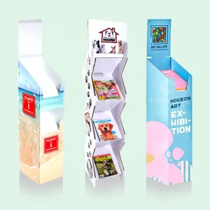 Supermarket Retail Cardboard Floor Display Rack Shelves for Flyers Leaflets and Brochures