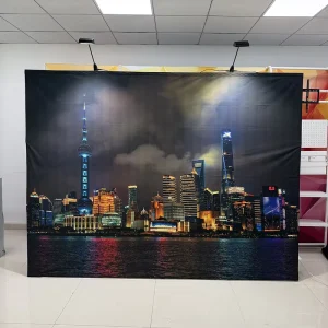 Supplier Portable Floor Standing Advertising Frame Backdrop Stand Fabric Pop Up Display