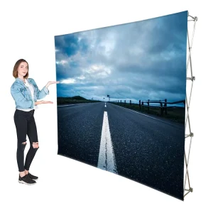 Supplier Promotion Portable Aluminum Floor Standing Advertising Frame Backdrop Stand Wall System Banner Fabric Pop Trade Show
