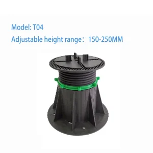 T04 Plastic Height Adjustable Fixed Raised Floor Pedestal Stone WPC Joist Support High Load Capacity
