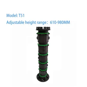T51 Plastic Height-Adjustable Raised Floor Pedestal for Stone and WPC Joist Support