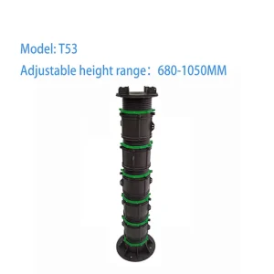 T53 Plastic Height-Adjustable Outdoor Raised Floor Pedestal for Stone and WPC Joists