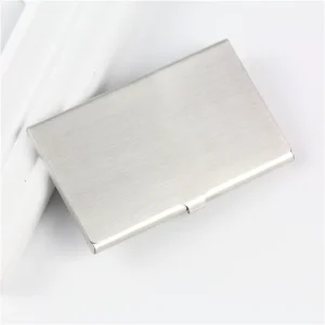 TILONSTAR Business ID Card Case Silver Aluminum Business Card Holder with Solid Color Pattern Open Closure for Work Place