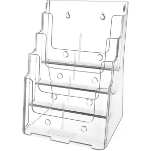 Tabletop Multiple Clear Acrylic A4 4 Tier Ad Brochure Holder Wall Mount Literature Organizer Magazine Stand Leaflet Pocket Rack