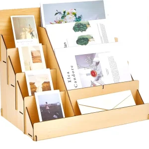 Tailai Wooden Greeting Card Display Stand Display Stand Vendors Postcard Organizer Display Racks Multipurpose Brochure Holder