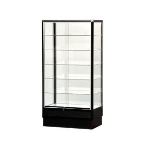 Tall Lockable Full Vision Aluminum Frame Glass Display Cabinet with LED, 78 Inch H