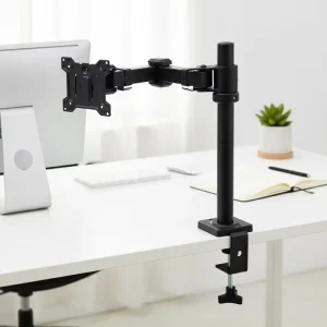 Telescopic Height-Adjustable Plastic-Coated Iron Desktop Monitor Stand with Tripod Holder and VESA Mount
