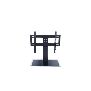 Tempered Glass Universal Height-Adjustable Desktop TV Stand with LCD Screen Mount