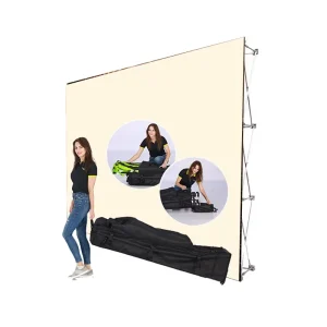 Tension Fabric Pop up Display Stand Straight Booth Frame with Aluminium Flagpole for Exhibitions Banner Stand Polyester