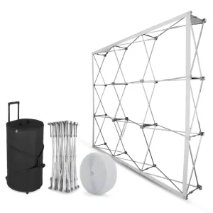 Tension Fabric Pop up Display Stand Straight Booth Frame with Aluminium Flagpole for Exhibitions Banner Stand Polyester