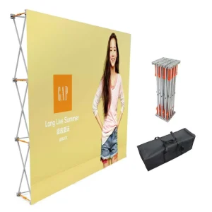 Tension Fabric Straight Display Backdrop Silicone Edge Graphic Pop-Up Stand for Advertising 8’W x 8’H