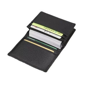 Textured Leather Slim Magnetic Name Card Holder and Card Organizer for Business Travel