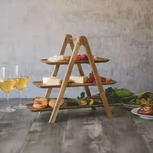 Three-Layer Natural Wood Bulk Food Display and Storage Rack