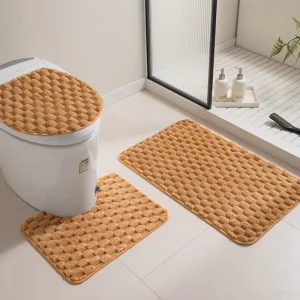 Three-Piece Anti-Slip Water-Absorbing Bathroom Floor Mat Set