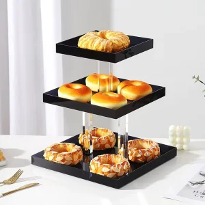 Three-Tier Acrylic Dessert Display Stand for Cupcakes and Pastries