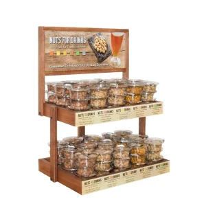 Three-Tier Natural Wood Countertop Display Stand for Bread and Pastries