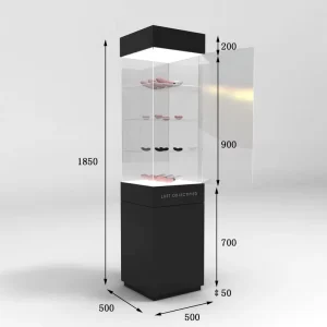 Tianyu Aluminum Frame Free Standing Glass Showcase Curio Cabinet Glass Display Case With Lock