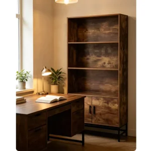 Timeless Style Four Tier Hardwood Bookcase Robust Long Lasting Home Organizer Showcase Stand Ideal