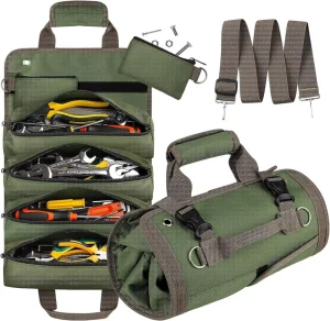 Tool Bag Tool Roll up Bag Heavy Duty Tool Organizer for Men Women Green Portable Roll up Tool Bag Rolling Tool Bag